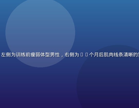 猛男诞生记蜕变对比图：左侧为训练前瘦弱体型男性，右侧为18个月后肌肉线条清晰的猛男形象，对比强烈震撼